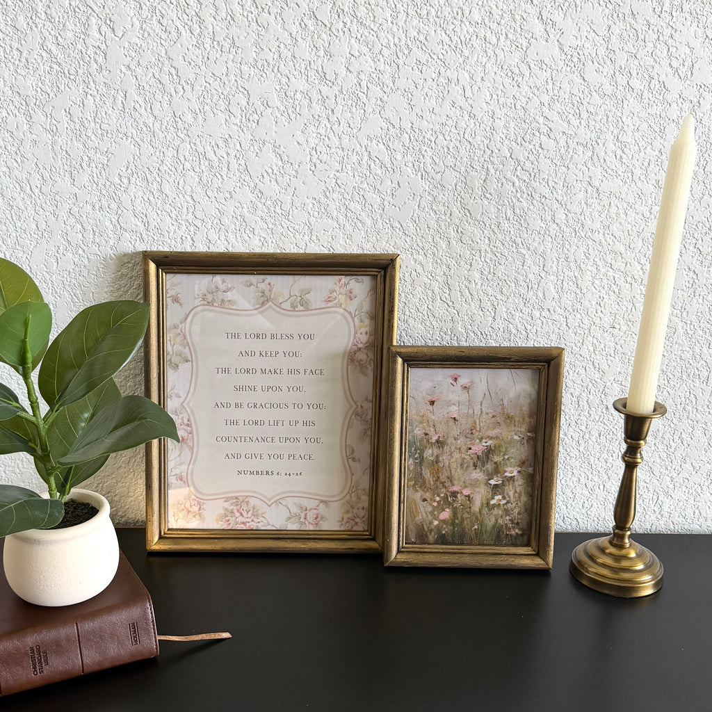 Set of 2 The Blessing Numbers 6:24-26 in Refinished Vintage Frames 8x10 & 5x7