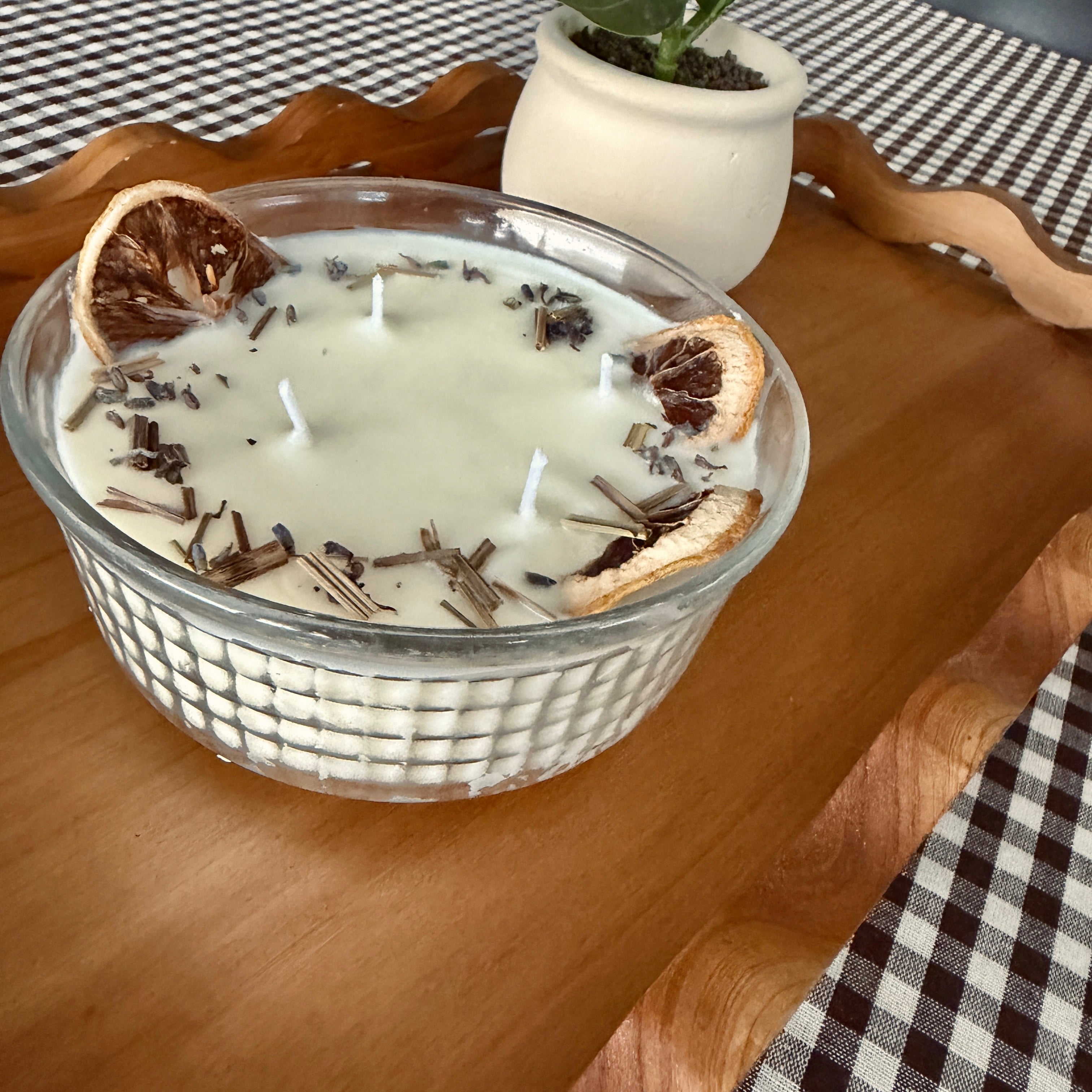 Clean Ingredient Hand Poured Candle in Vintage Pressed Glass Bowl