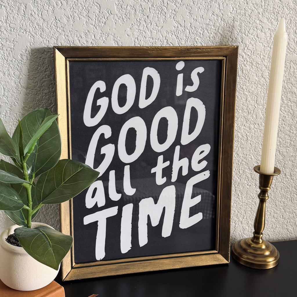 God is Good Print in Vintage Wood Refinished Frame 11x14