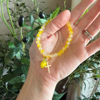 “Life Gives You Lemons, Jesus Makes Lemonade” Handmade Glass Bead Stretch Bracelet with Lemon and Cross Charm