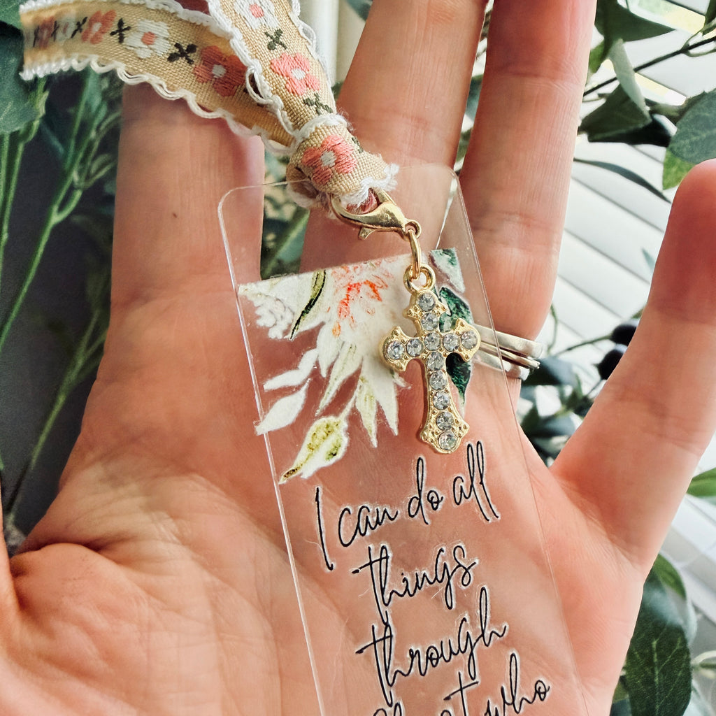 “All Things Through Christ” Bible Verse Charm Bookmark