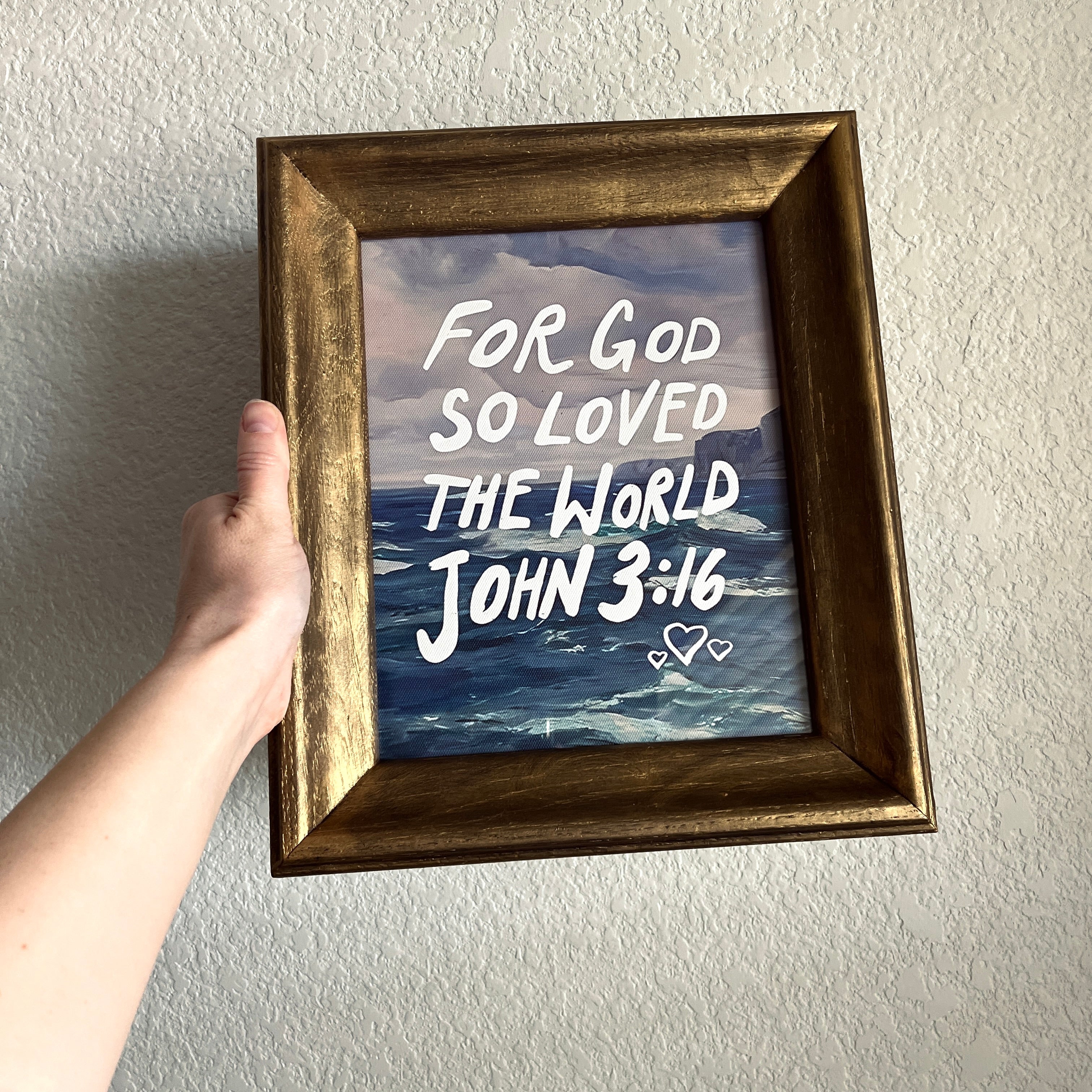 John 3:16 in Refinished Vintage Wood Frame 8x10