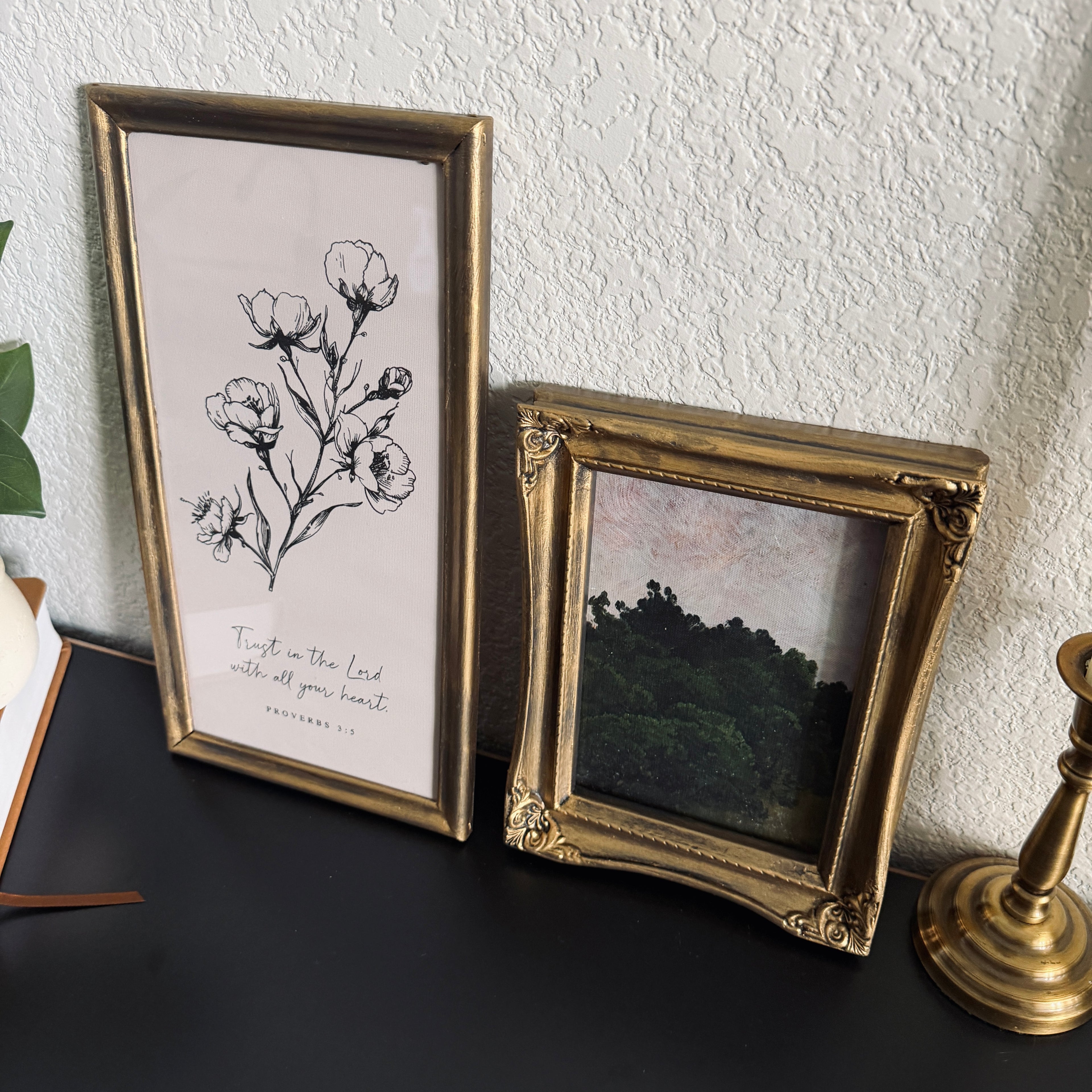 Set of 2 Trust in the Lord Proverbs 3:5 in Refinished Vintage Frames 7 x 12.5 & 5x7