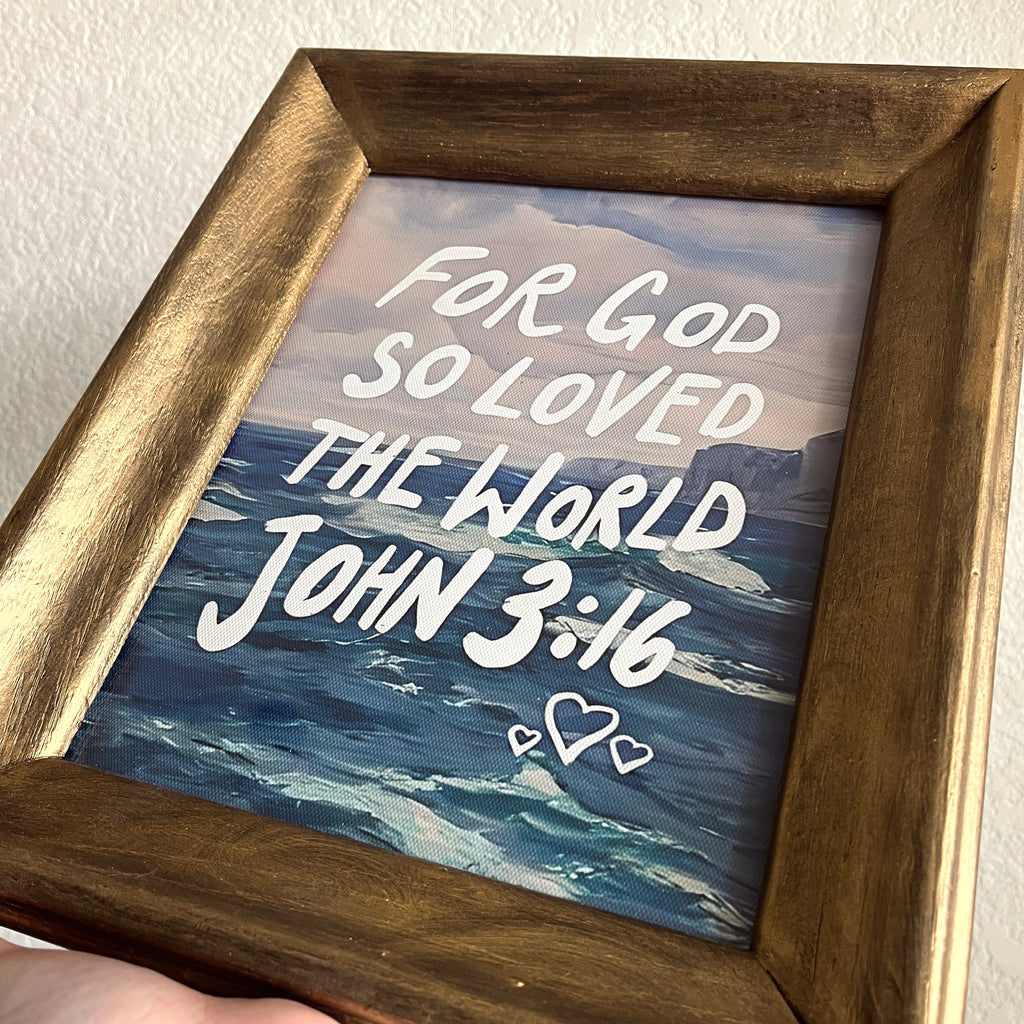 John 3:16 in Refinished Vintage Wood Frame 8x10