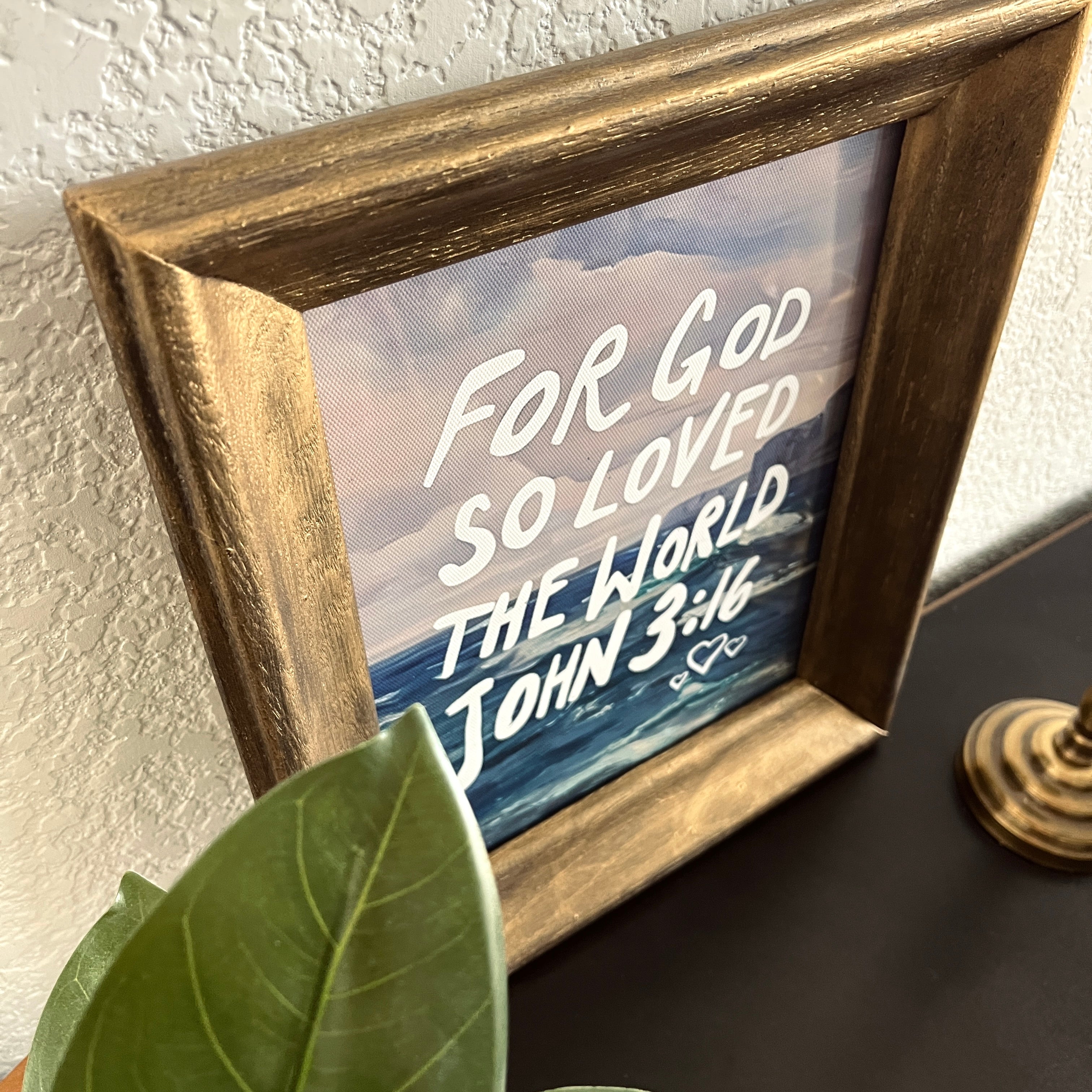John 3:16 in Refinished Vintage Wood Frame 8x10