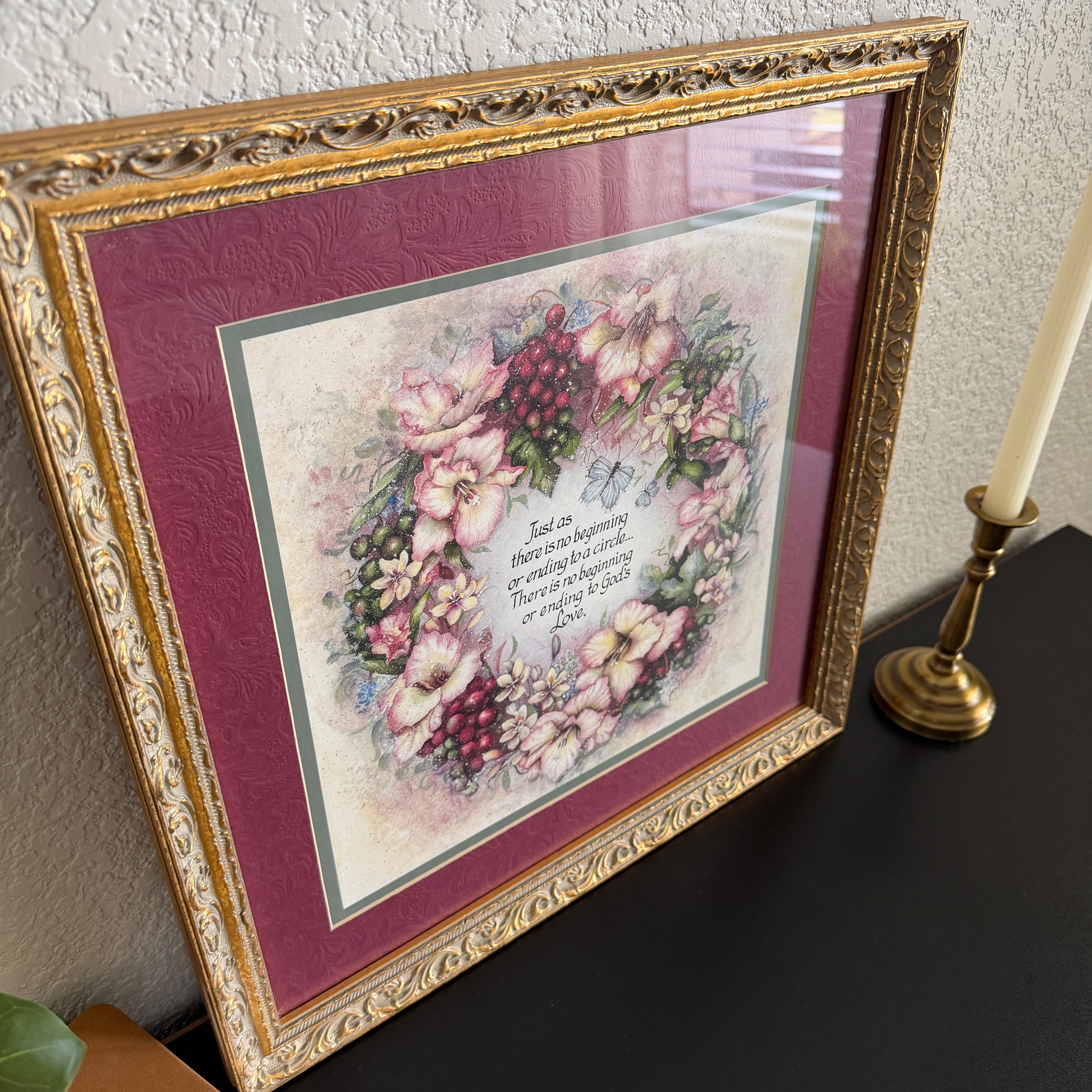 Vintage God’s Love Never Ends Art 17 x 17 inches