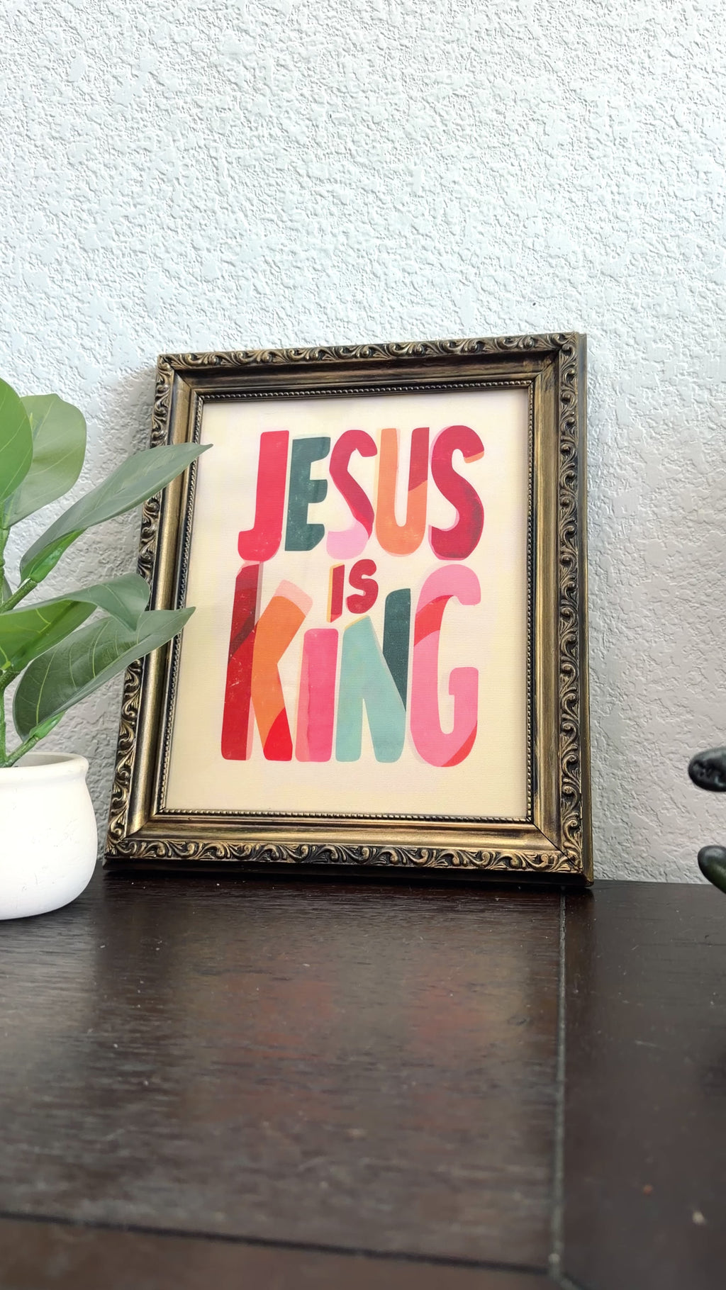 JESUS IS KING in Refinished Vintage Detailed Ornate Wood Frame 8x10