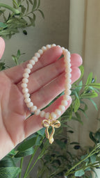 “God’s Girl” Handmade Glass Bead Stretch Bracelet with Bow Charm
