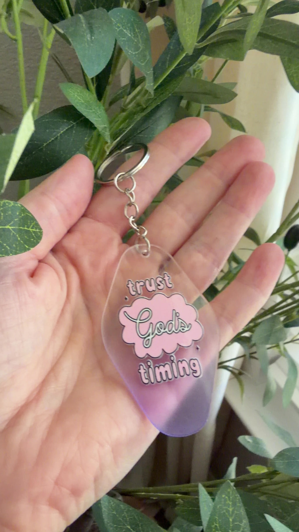 Trust God’s Timing Keychain/Bag Charm Purple Ombré