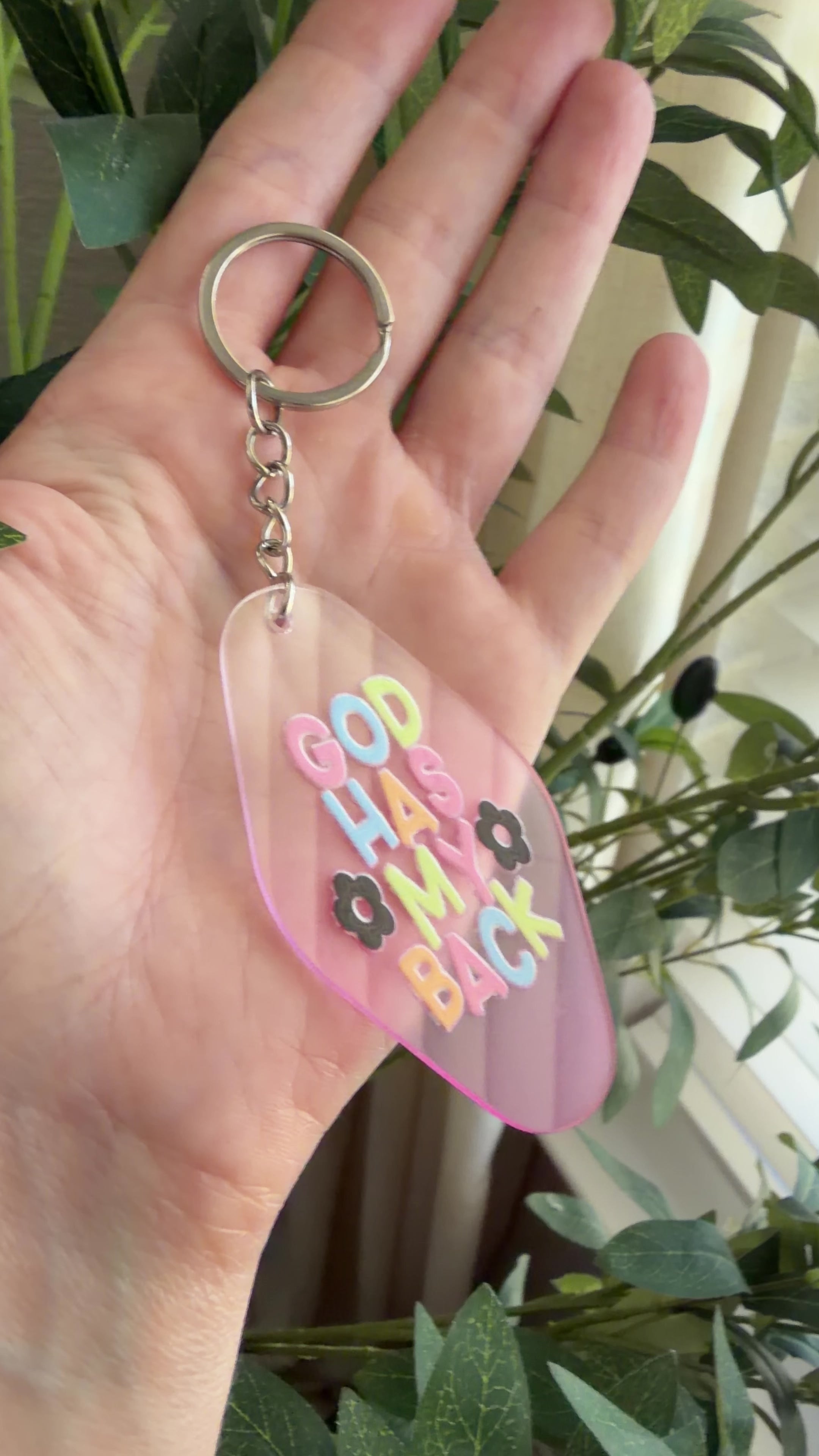 God Has My Back Keychain/Bag Charm Pink Ombré