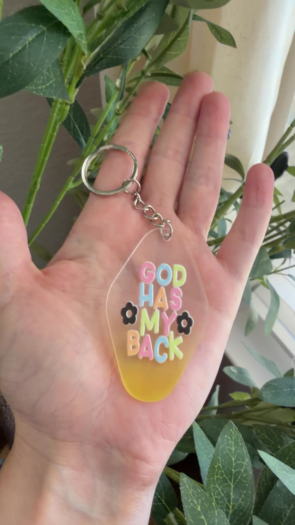 God Has My Back Keychain/Bag Charm Yellow Ombré