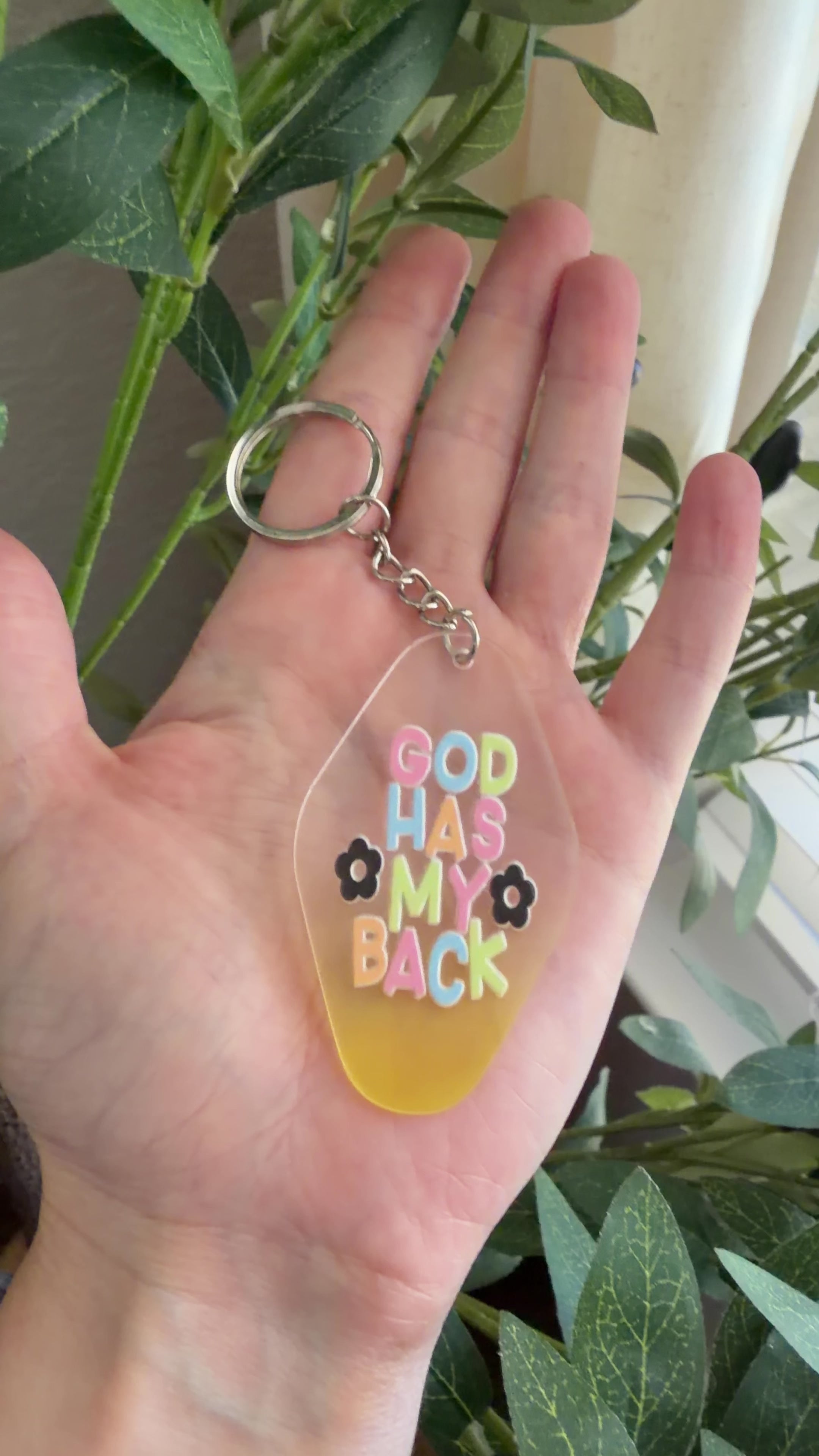 God Has My Back Keychain/Bag Charm Yellow Ombré
