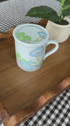 Clean Ingredient Hand Poured Candle in Vintage Japanese Floral Mug with Lid