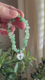 “King of my Heart” Handmade Glass Bead Stretch Bracelet with Heart w/ Cross Charm