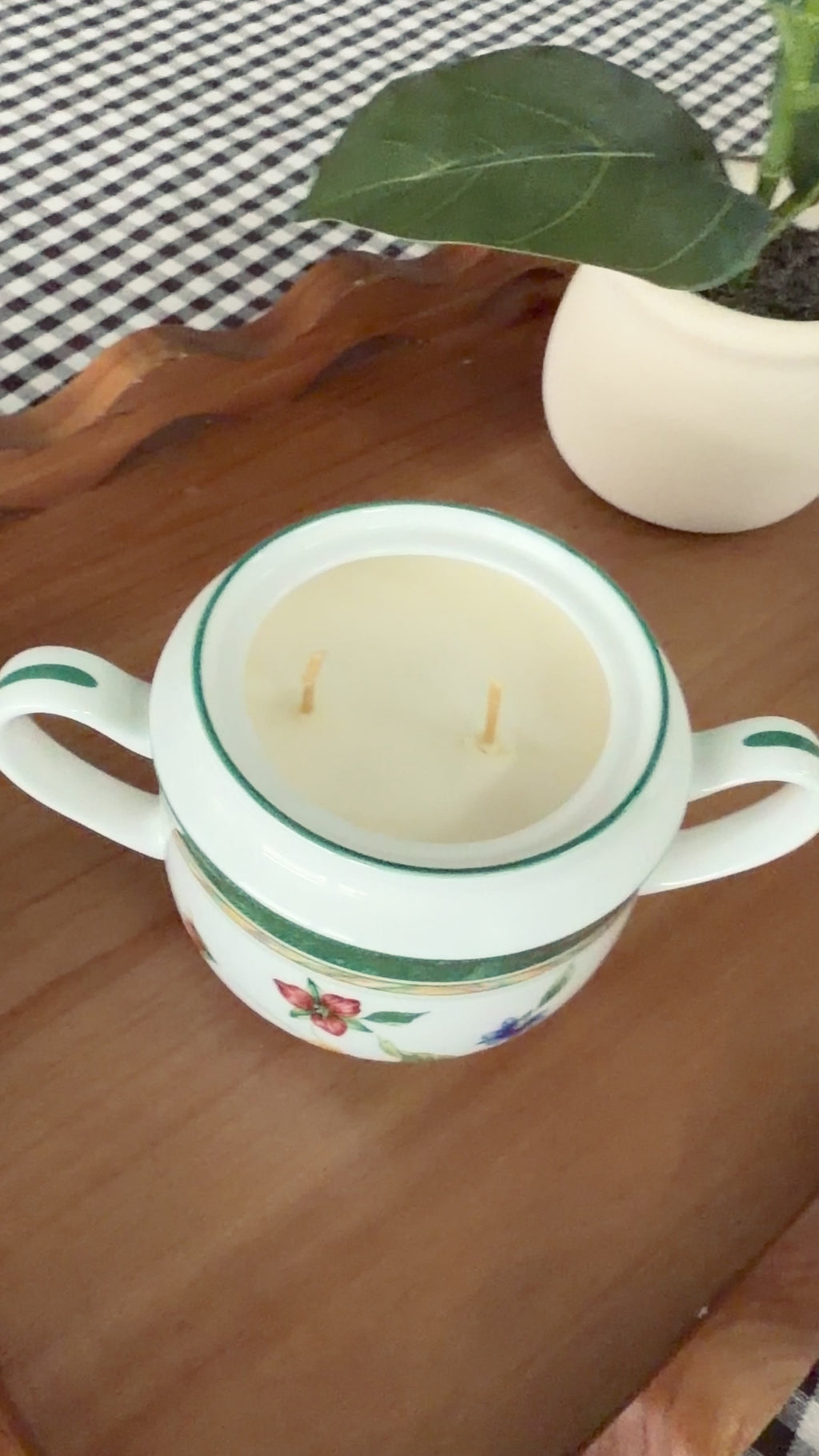 Clean Ingredient Hand Poured Candle in Vintage Lidded Sugar Jar