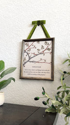 Romans 8:28 “God Works for the Good” Bible Verse in Refinished Vintage Detailed Wood Frame with Velvet Bow Hanger 8x10