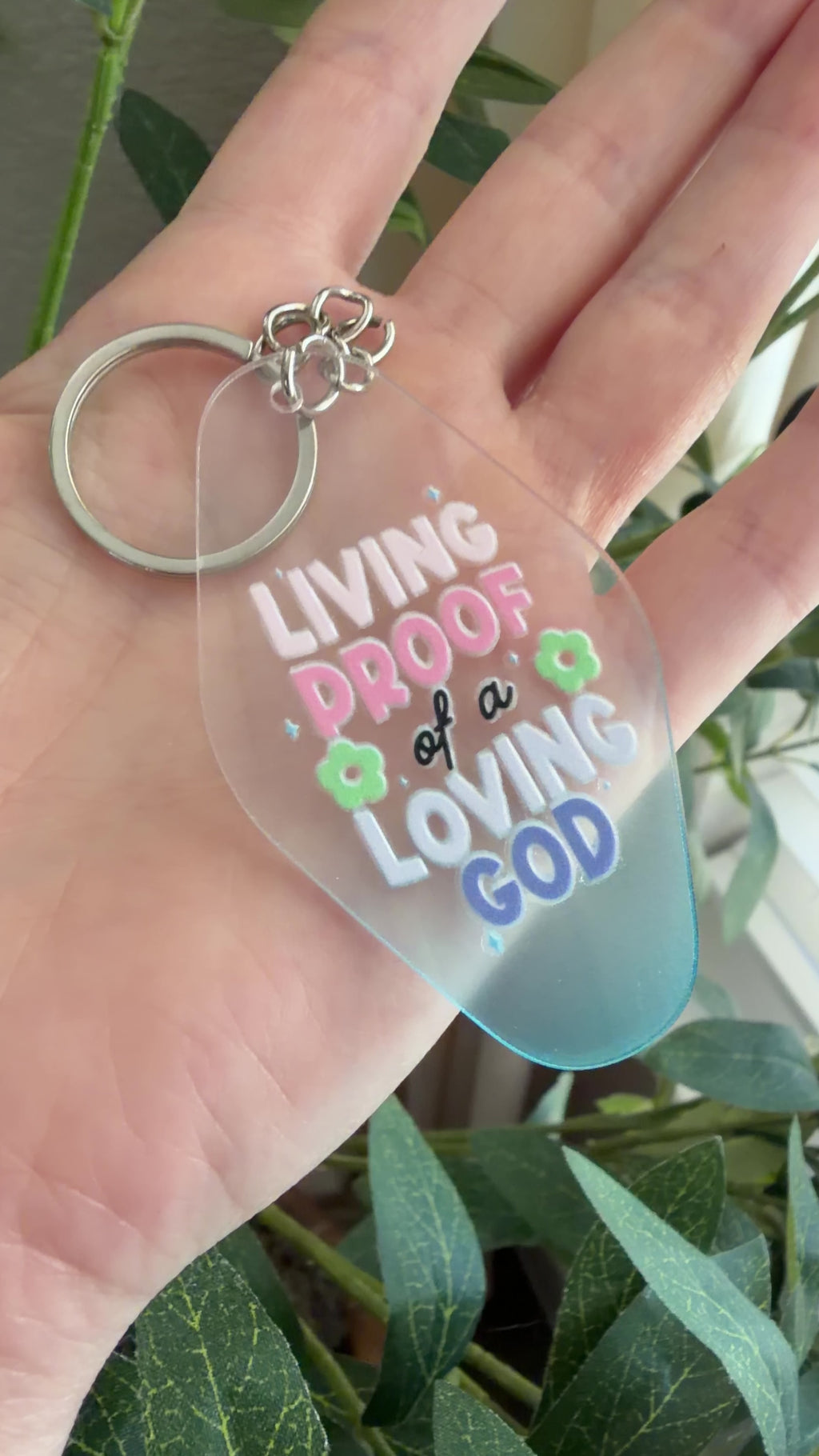 Living Proof of a Loving God Keychain/Bag Charm Blue Ombré