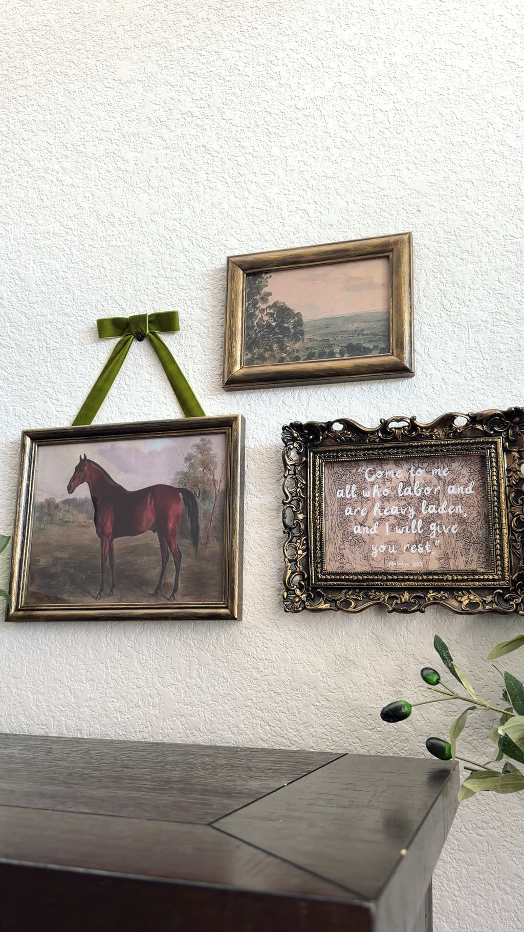 Set of 3 “Rest in Jesus” Bible Verse in Refinished Vintage Frames 5x7s & 8x10 Matthew 11:28