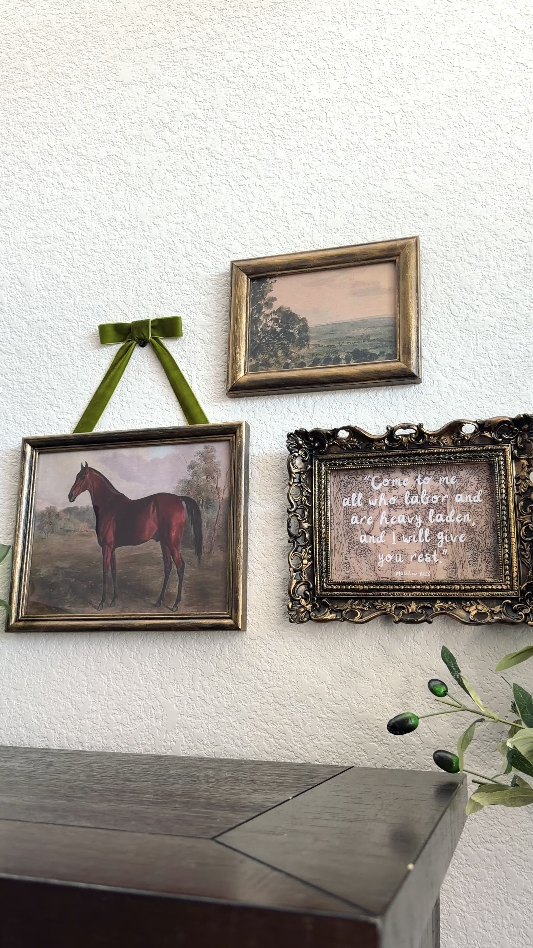 Set of 3 “Rest in Jesus” Bible Verse in Refinished Vintage Frames 5x7s & 8x10 Matthew 11:28