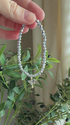 “New Creation” Handmade Glass Bead Stretch Bracelet with Butterfly Cross Charm