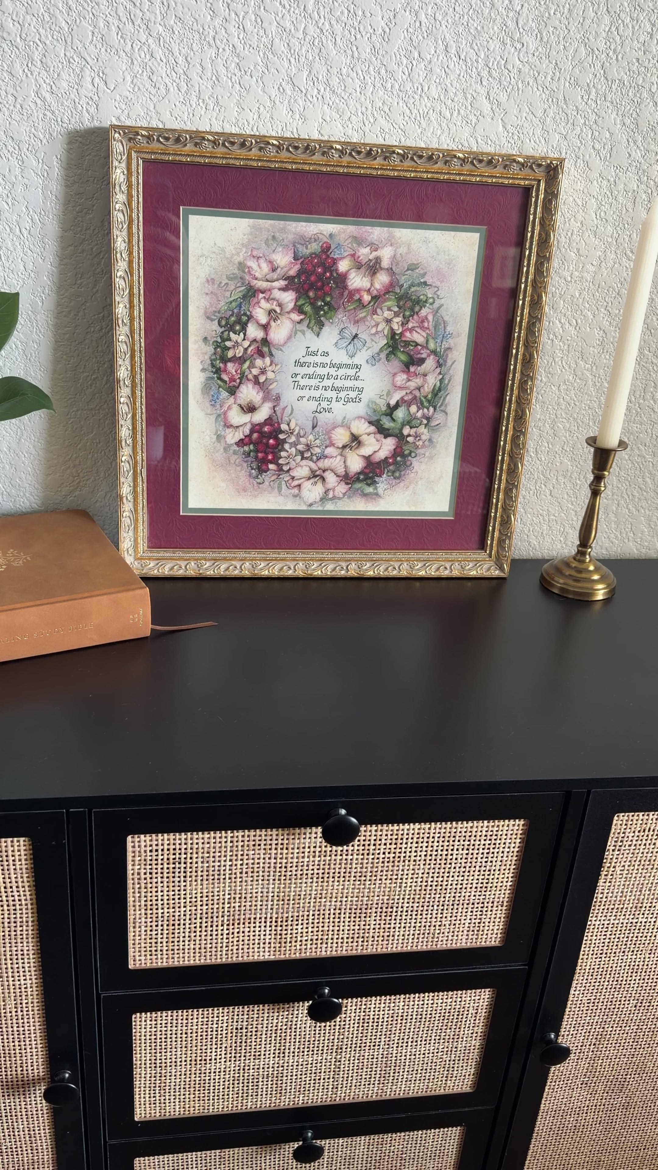 Vintage God’s Love Never Ends Art 17 x 17 inches
