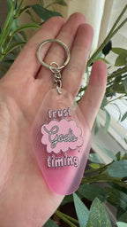 Trust God’s Timing Keychain/Bag Charm Pink Ombré