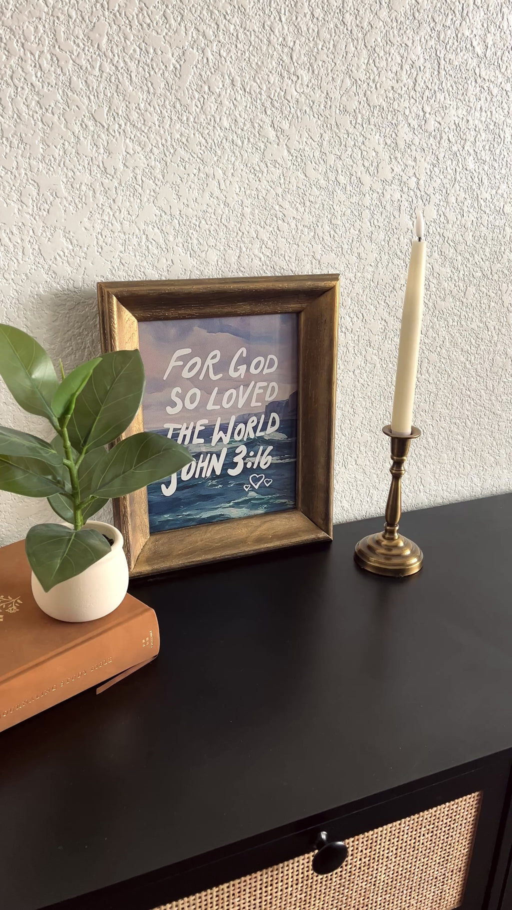 John 3:16 in Refinished Vintage Wood Frame 8x10