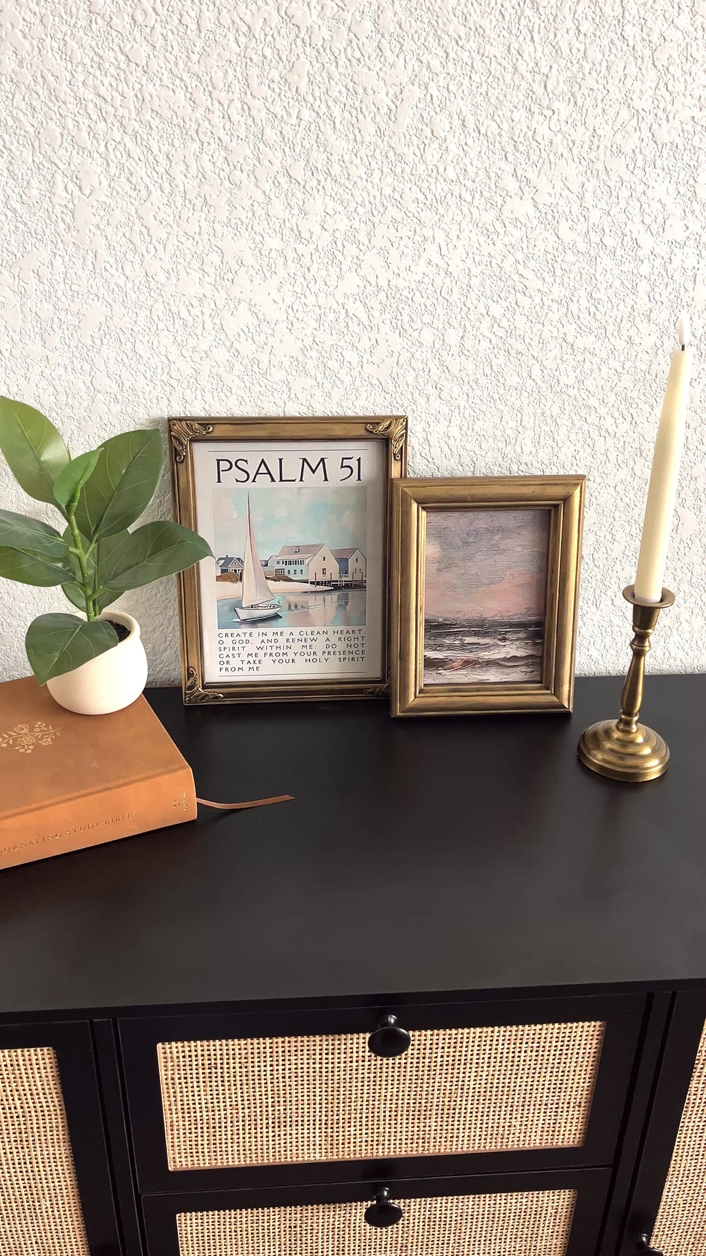 Set of 2 Psalm 51 in Refinished Vintage Frames 8x10 & 5x7