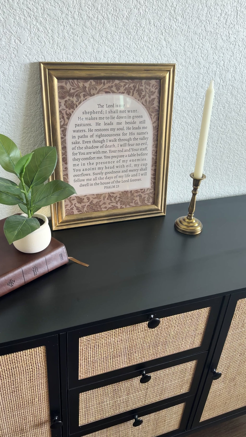 Psalm 23 Print in Vintage Wood Refinished Frame 11x14