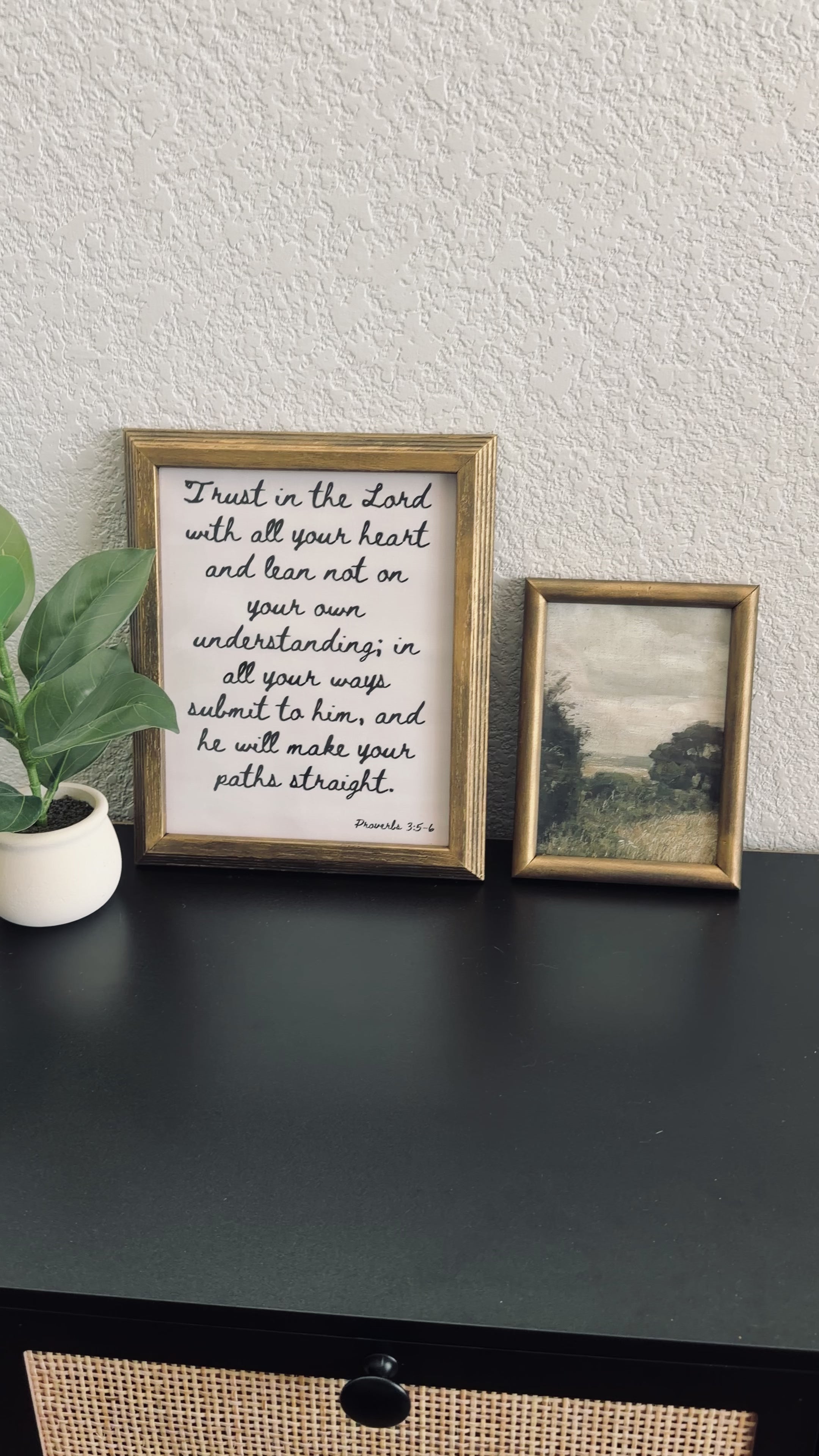 Set of 2 Trust in the Lord Proverbs 3:5-6 in Refinished Vintage Wood Frames 5x7 & 8x10